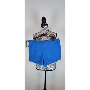 Cynthia Rowley Short Womens Size 10 Chino Scalloped Hem Solid Linen Blue